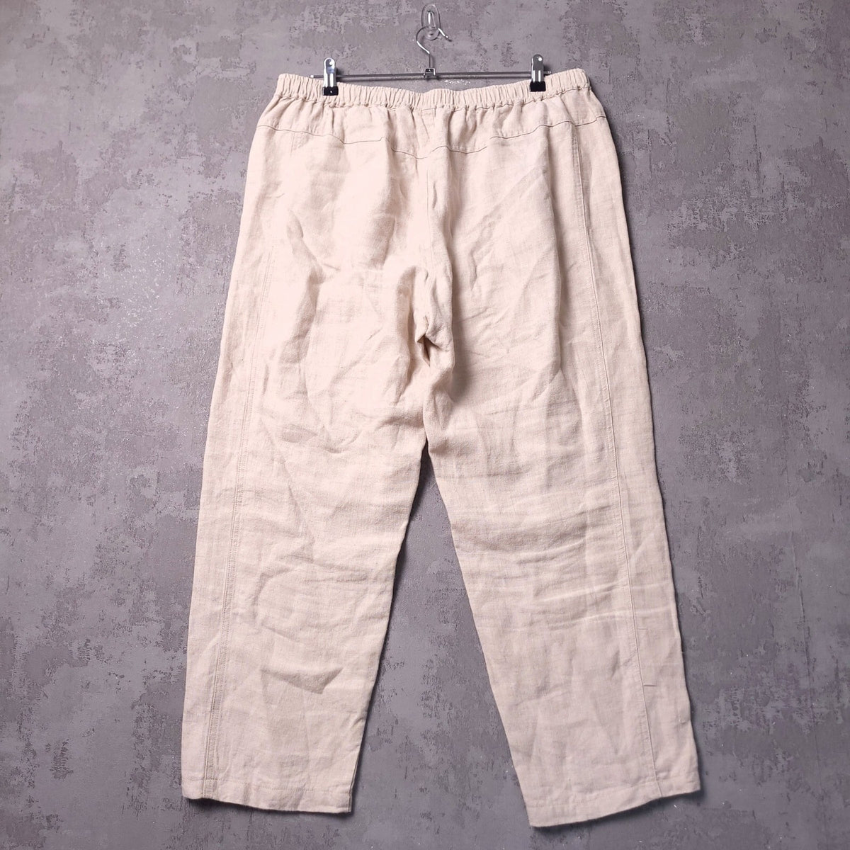 Orvis Linen Trousers Mens L Regular Fit Beige Elasticated Waist Drawstring