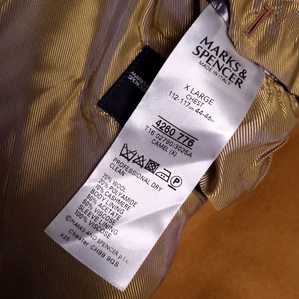 Marks & Spencer Autograph Wool Cashmere Overcoat Mens XL 46R Camel Mark Powell