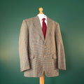 Magee Tweed Wool Blazer Mens 42R Regular Fit Tan Blue Check Jacket Sport Coat
