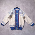 Dale Of Norway Wool Cardigan Mens XL Regular Fit Blue White Nordic Clasp