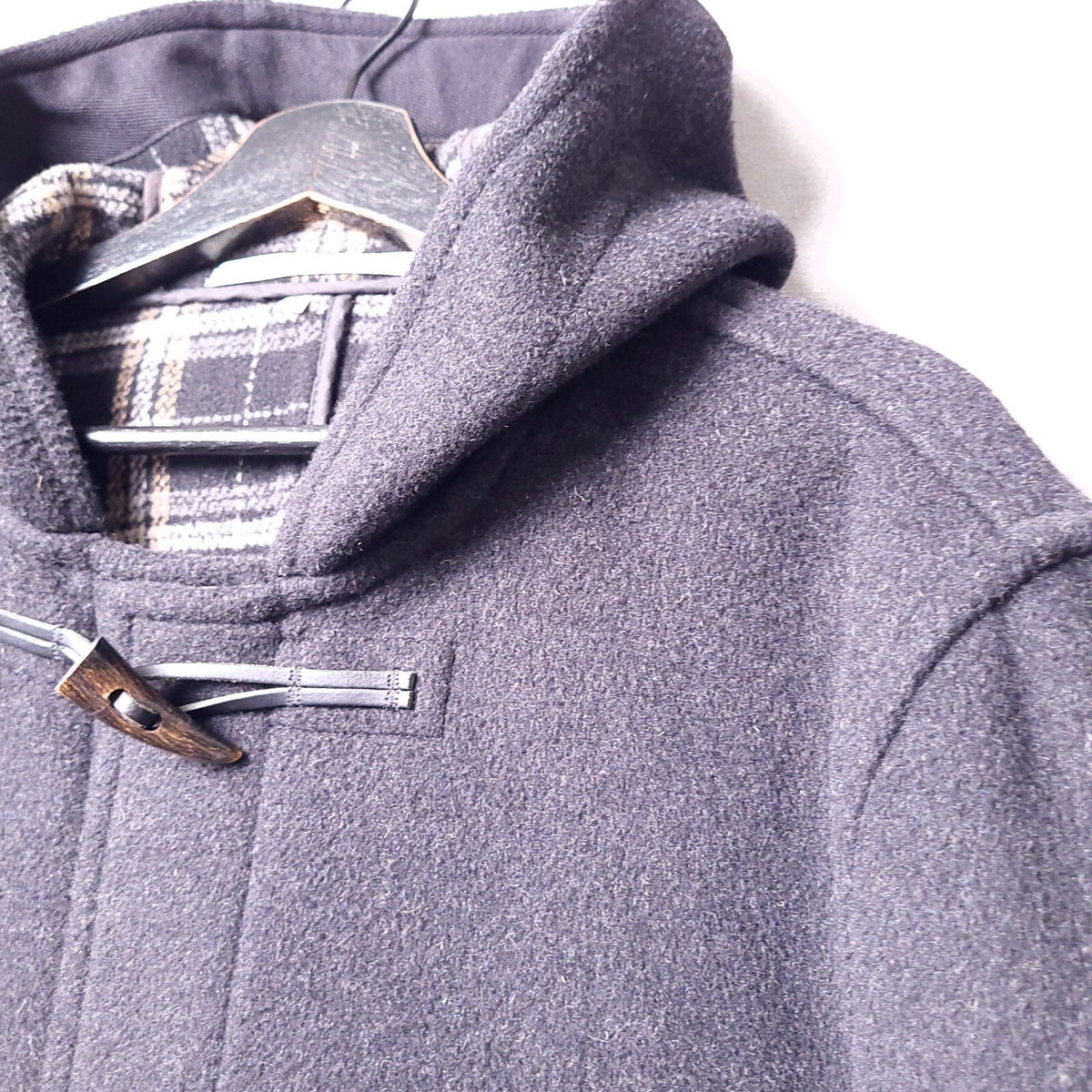 Original Montgomery Wool Duffle Coat Mens 44R Large Charcoal Hooded Jacket