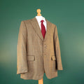 Marks & Spencer Tweed Blazer Jacket Mens 42S Beige Check Sport Coat Pure Wool