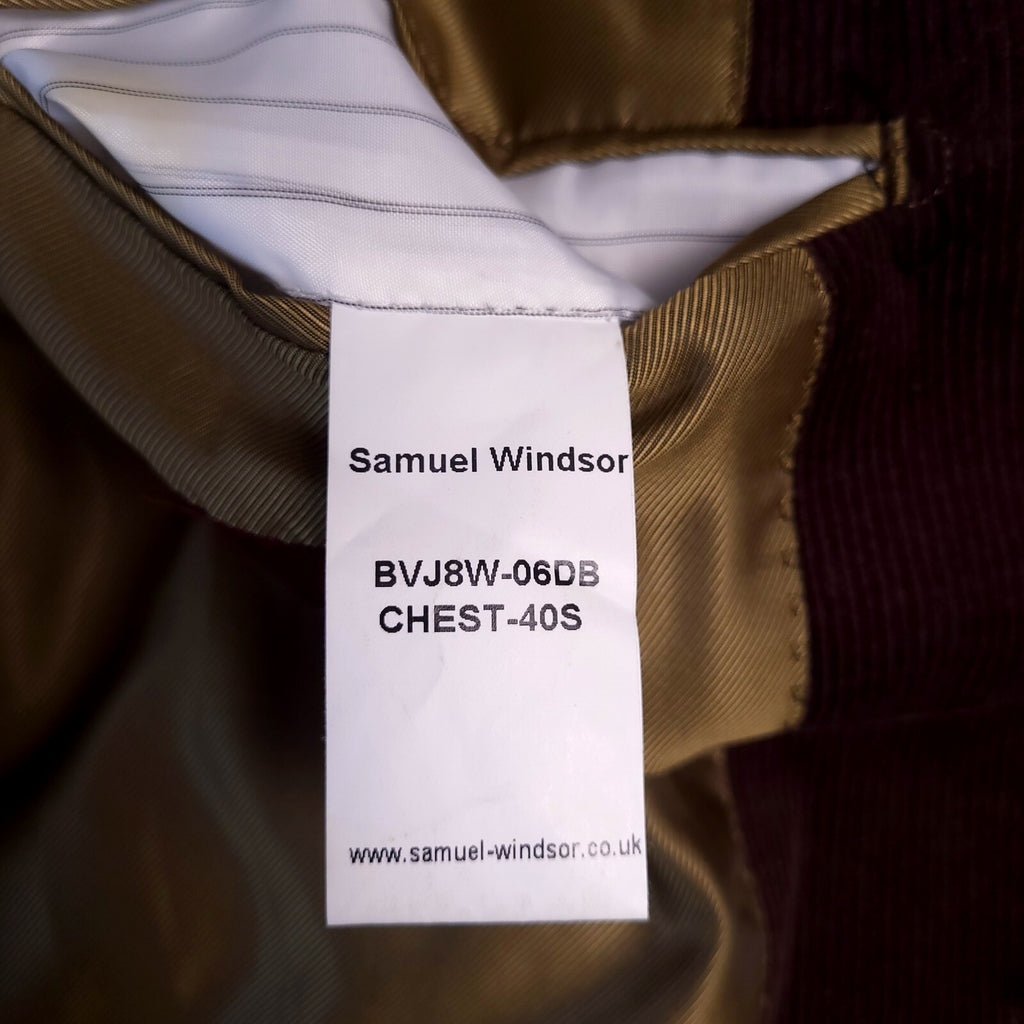 Samuel Windsor Corduroy Blazer Jacket Mens 40S Short Fit Brown Sport Coat