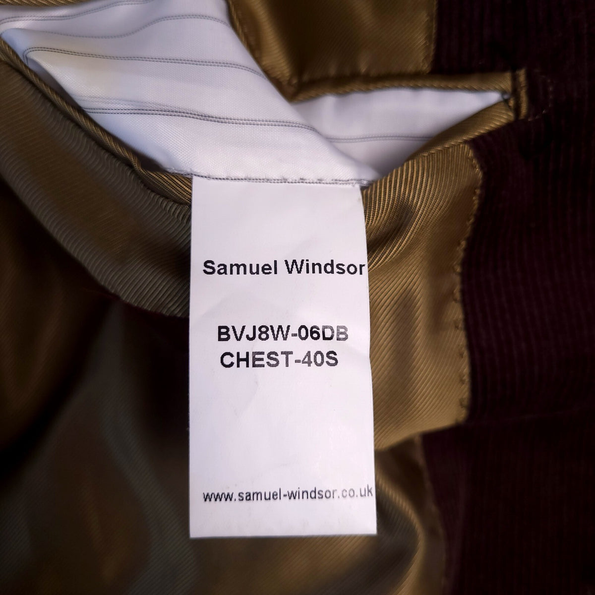 Samuel Windsor Corduroy Blazer Jacket Mens 40S Short Fit Brown Sport Coat