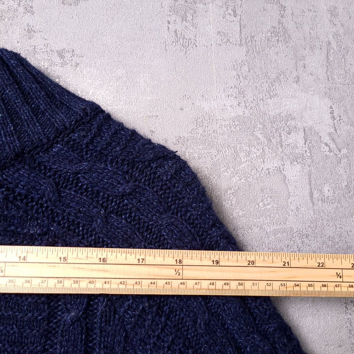 Fat Face Wool Jumper Mens XXL Regular Fit Navy Cable Knit Quarter Zip Sweater