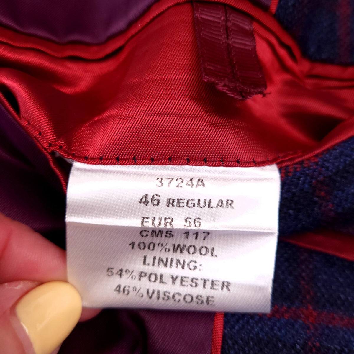 Brook Taverner Tweed Blazer Mens 46R Regular Blue Red Check Velvet Sport Coat