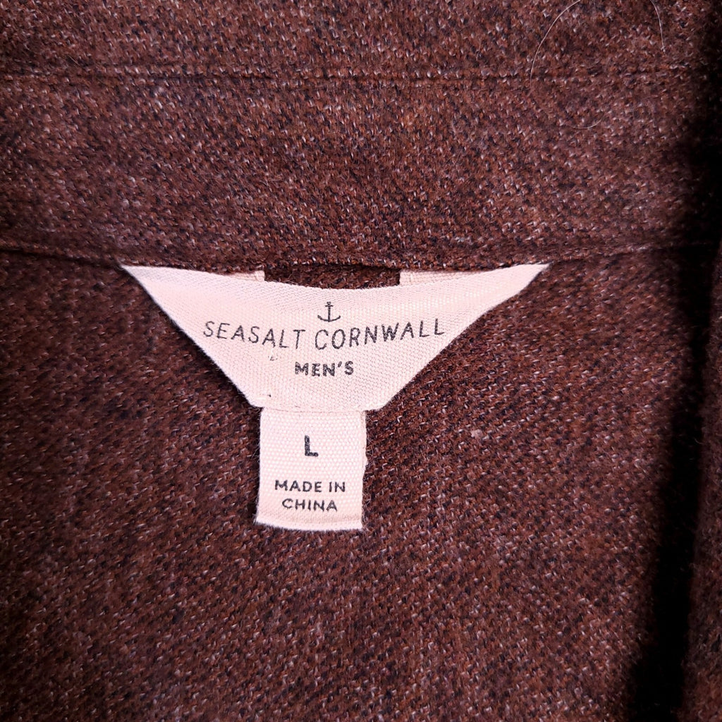 Seasalt Overshirt Shirt Mens L Regular Fit Brown Button Down Long Sleeve Cotton