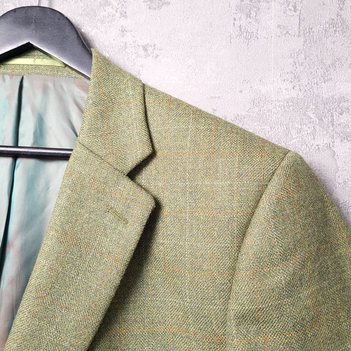 Brook Taverner Tweed Blazer Jacket Mens 46S Regular Fit Green Check Sport Coat