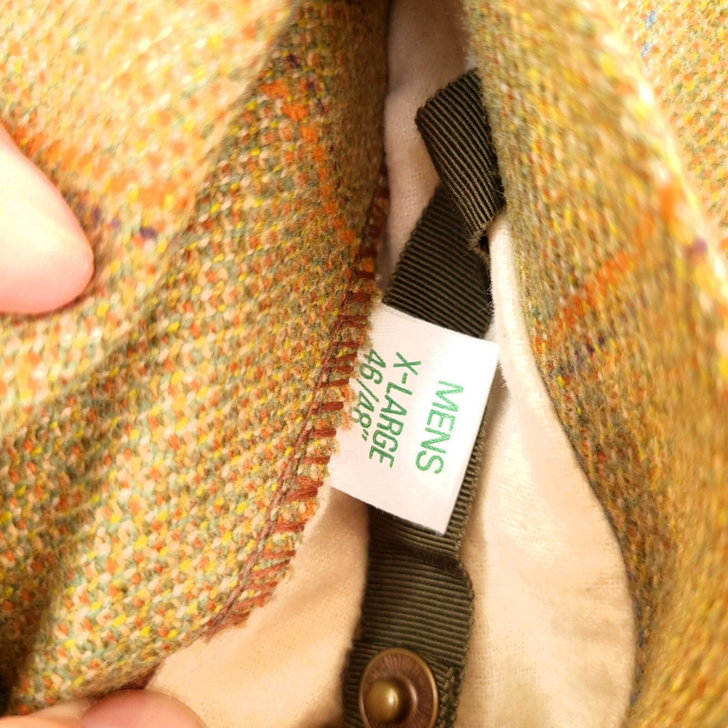 Chrysalis Tweed Overcoat Field Jacket Mens XL Mustard Yellow Check The Chiltern