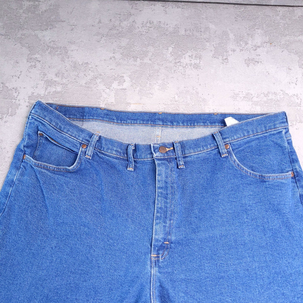Wrangler Jeans Mens W46 X L30 Regular Fit Blue Denim Cotton Stretch 5-Pockets