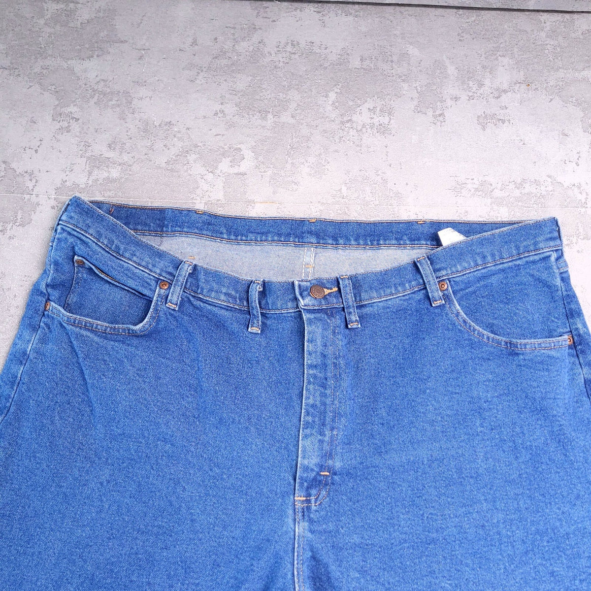 Wrangler Jeans Mens W46 X L30 Regular Fit Blue Denim Cotton Stretch 5-Pockets