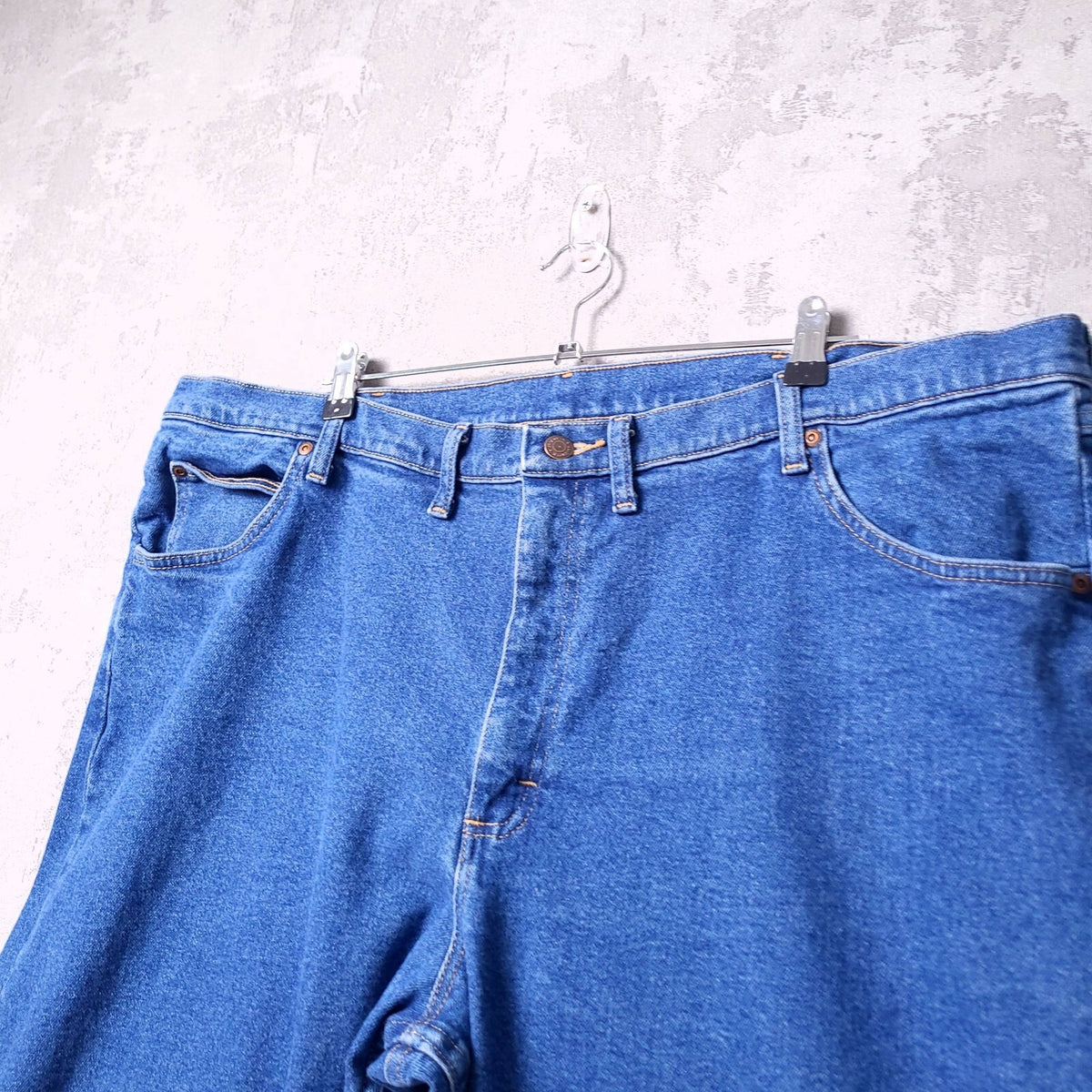 Wrangler Jeans Mens W46 X L30 Regular Fit Blue Denim Cotton Stretch 5-Pockets