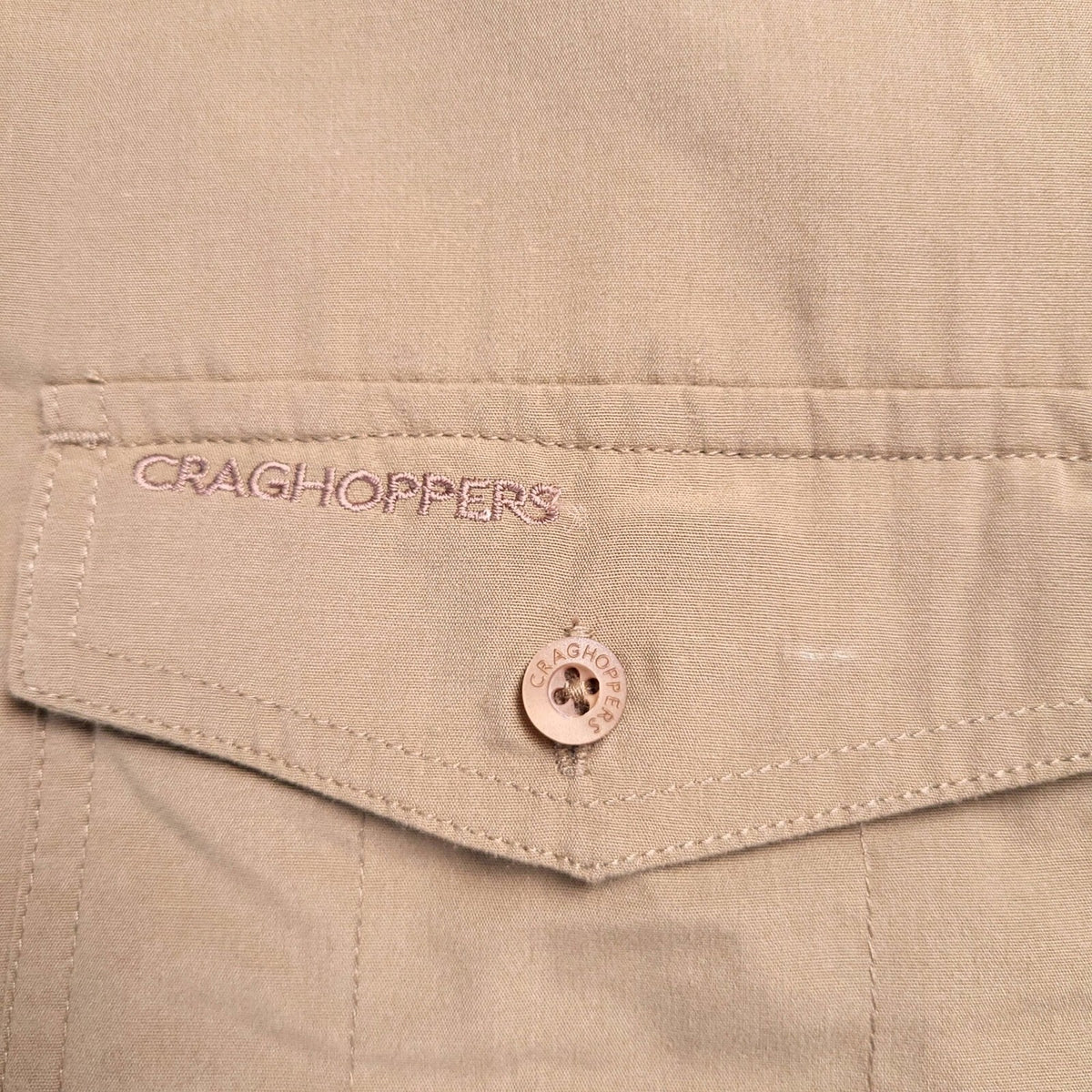 Craghoppers Shirt Mens XL Reg Fit Beige Short Sleeve Outdoor Hiking Travel Nosi
