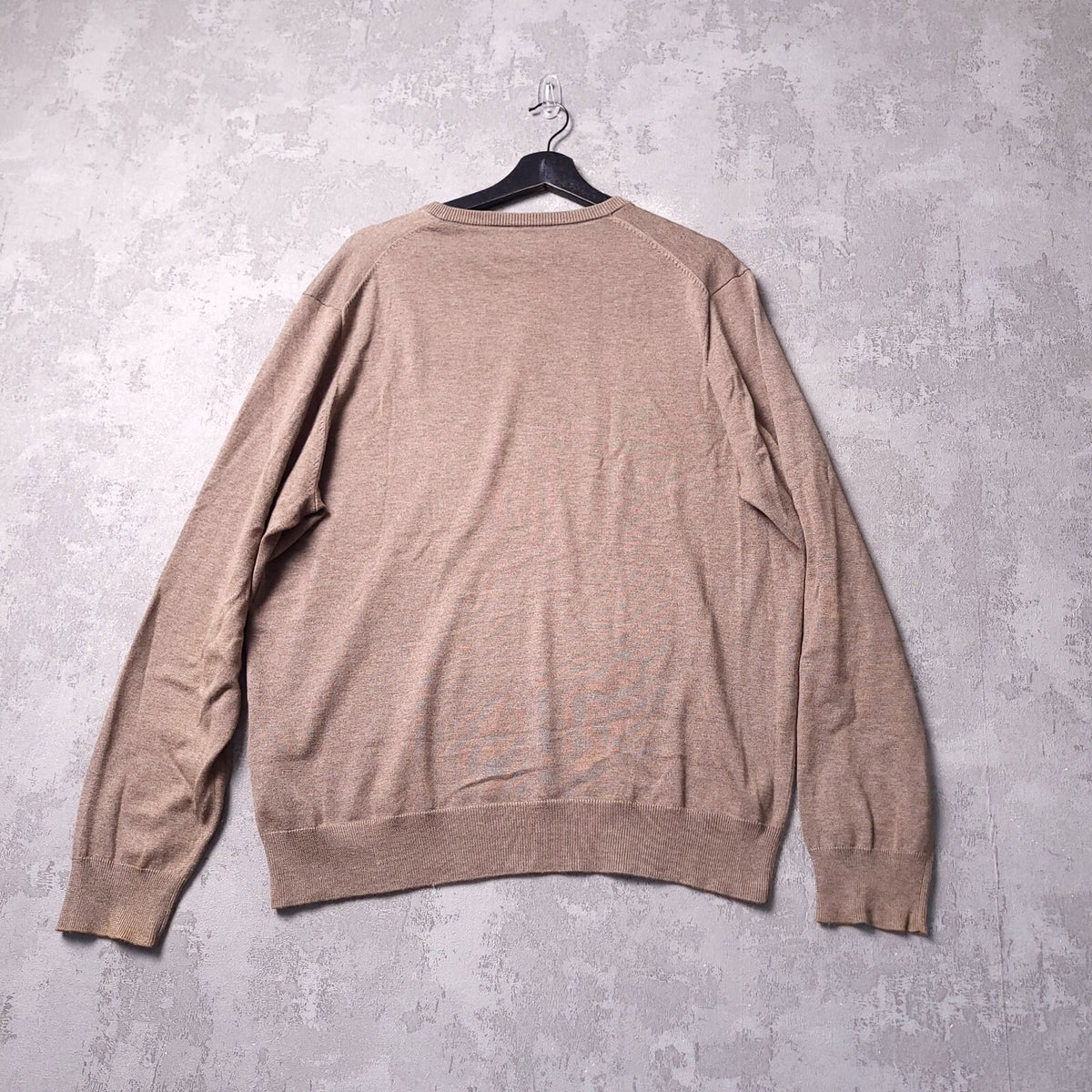 Hackett London Cotton Silk Jumper Mens XL Reg Fit Brown Coffee V Neck Sweater