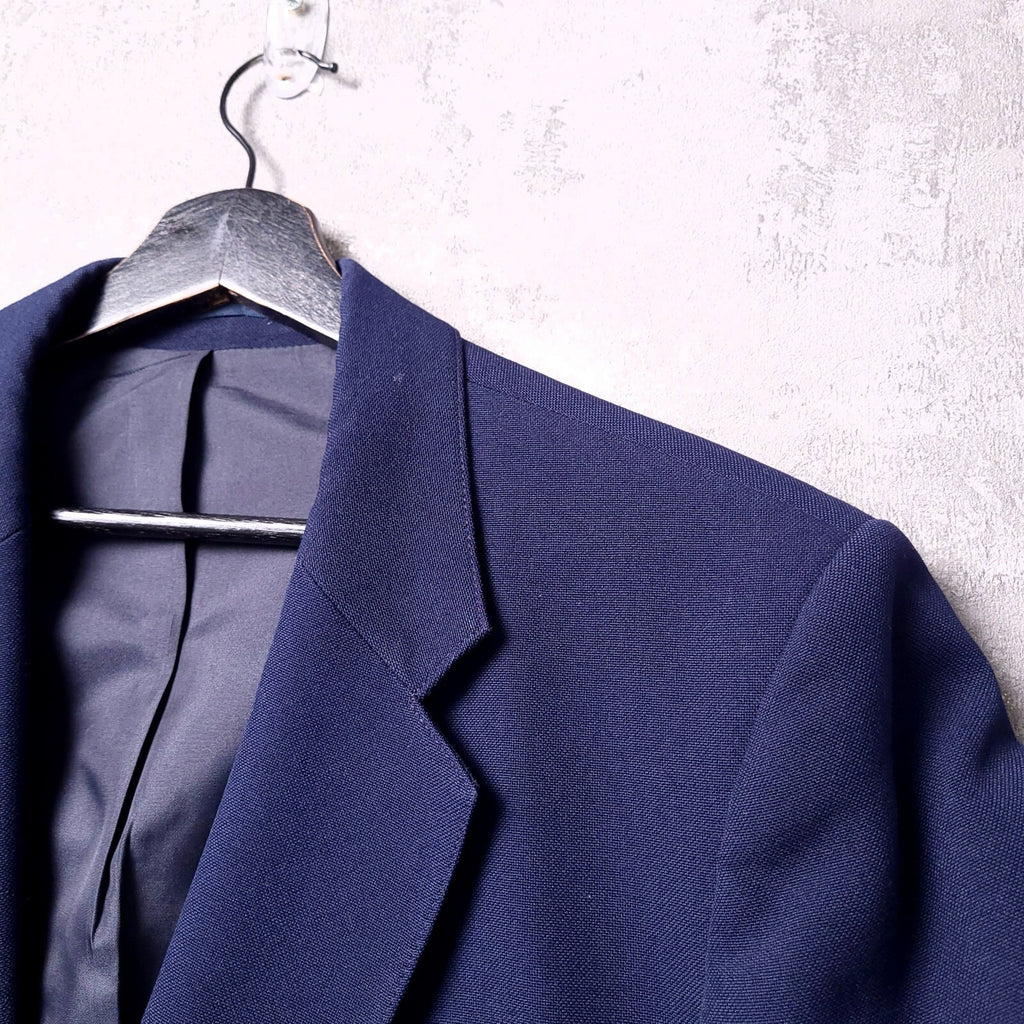 Marks & Spencer Blazer Jacket Mens 44L Reg Fit Navy Blue Sport Coat Gold Buttons