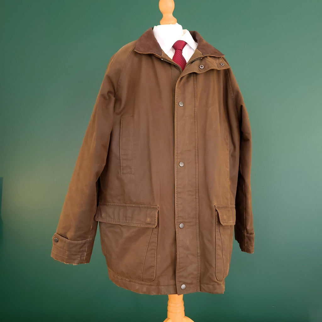 Brook Taverner Field Jacket Mens 42R Regular Brown Country Coat Leather Collar