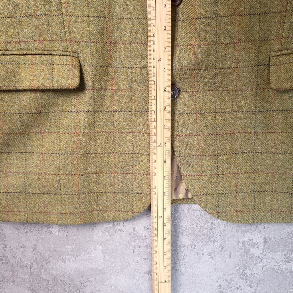 Samuel Windsor Tweed Blazer Jacket Mens 46R Regular Fit Green Check Sport Coat