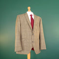 Brook Taverner Tweed Blazer Mens 44S Brown Check 100% Wool Jacket Sport Coat