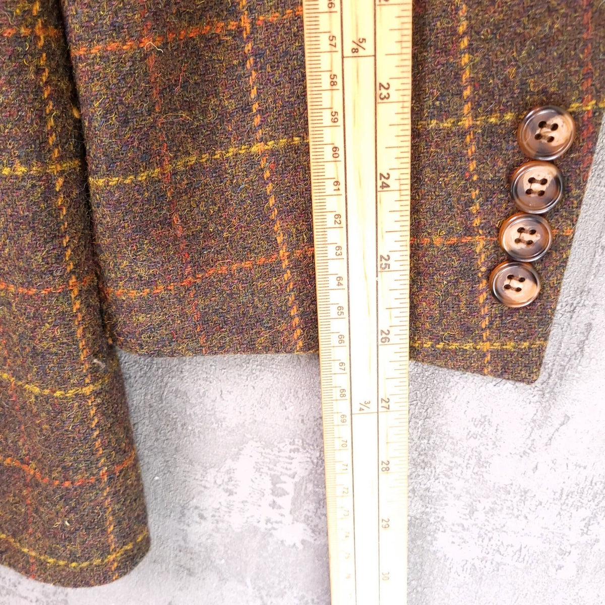 Brook Taverner Tweed Blazer Mens 40L Brown Check 100% Wool Jacket Sport Coat