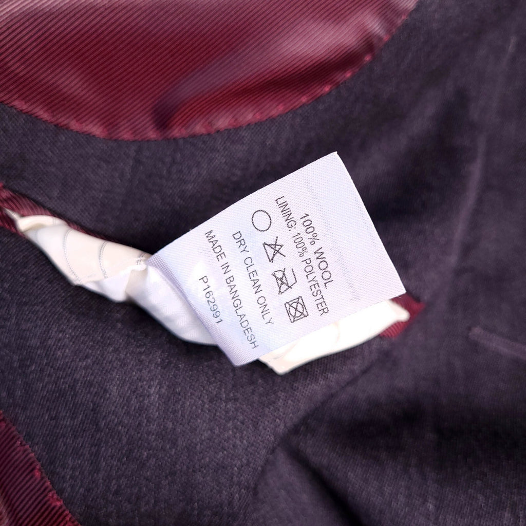 Samuel Windsor Wool Overcoat Mens 42R Reg Fit Grey Velvet Collar Crombie Coat