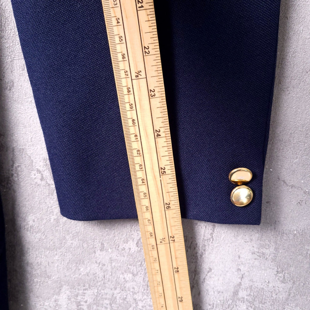 Marks & Spencer Blazer Jacket Mens 44L Reg Fit Navy Blue Sport Coat Gold Buttons