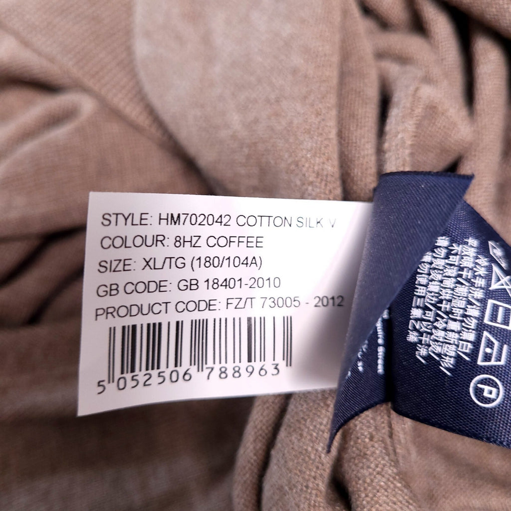 Hackett London Cotton Silk Jumper Mens XL Reg Fit Brown Coffee V Neck Sweater