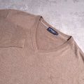 Hackett London Cotton Silk Jumper Mens XL Reg Fit Brown Coffee V Neck Sweater