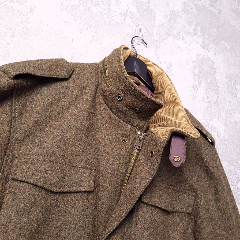 Marks & Spencer Wool Tweed Overcoat Jacket Mens XL Regular Fit Khaki Field