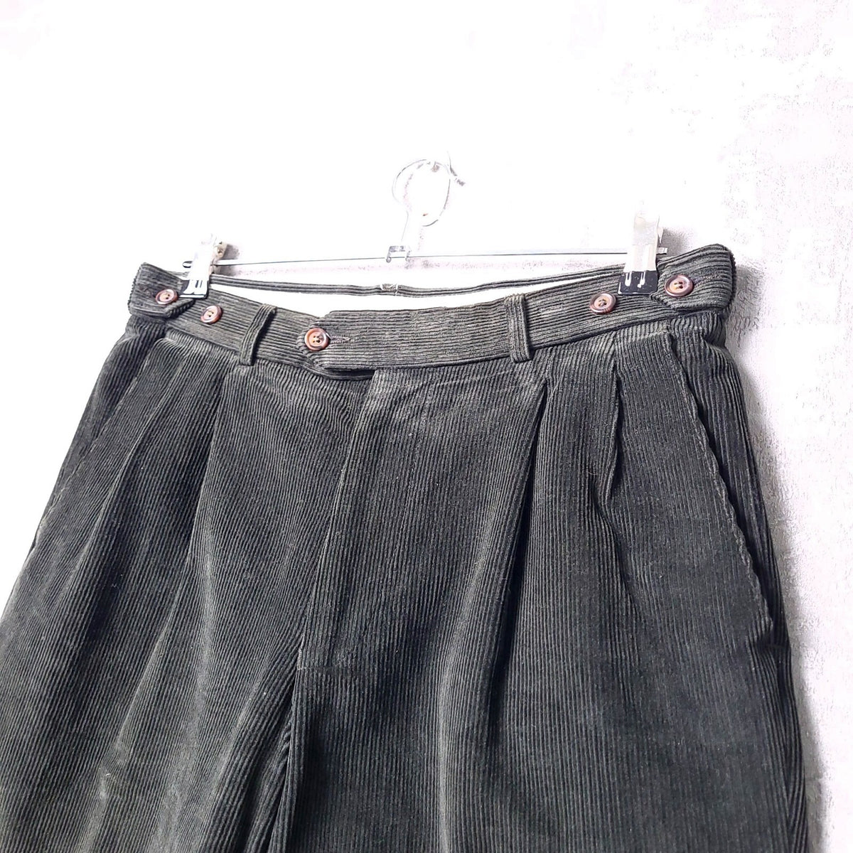 Vintage St Michael Heavy Corduroy Trousers Mens W32 L31 Olive Green Pleated