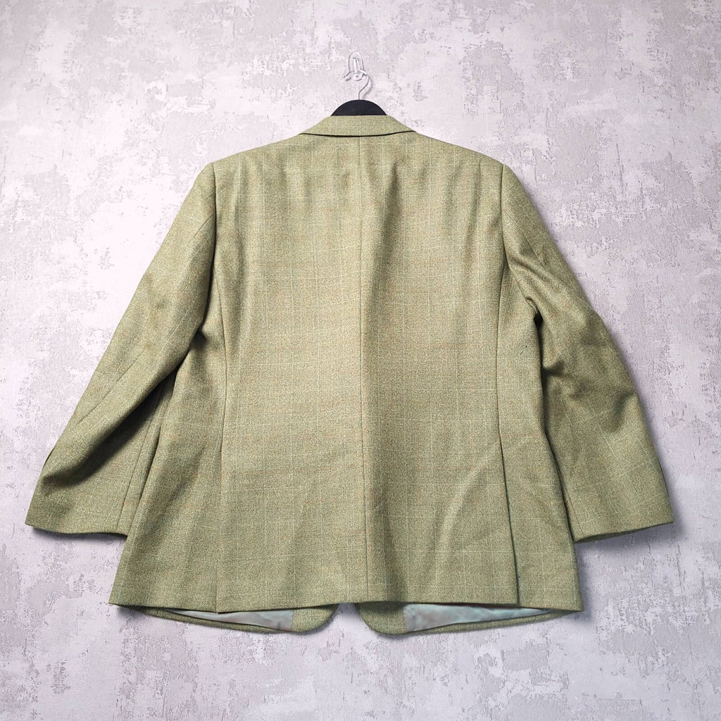 Brook Taverner Tweed Blazer Jacket Mens 46S Regular Fit Green Check Sport Coat