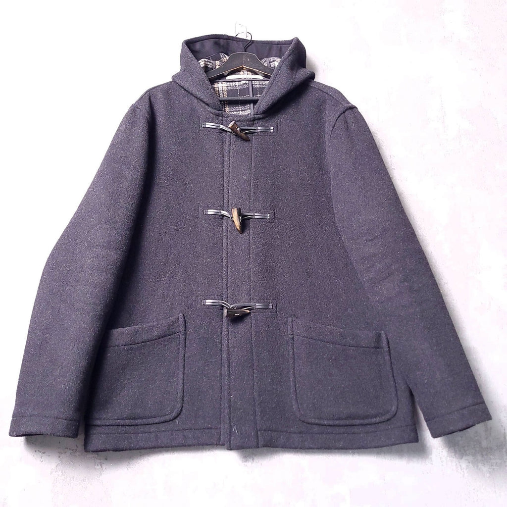 Original Montgomery Wool Duffle Coat Mens 44R Large Charcoal Hooded Jacket