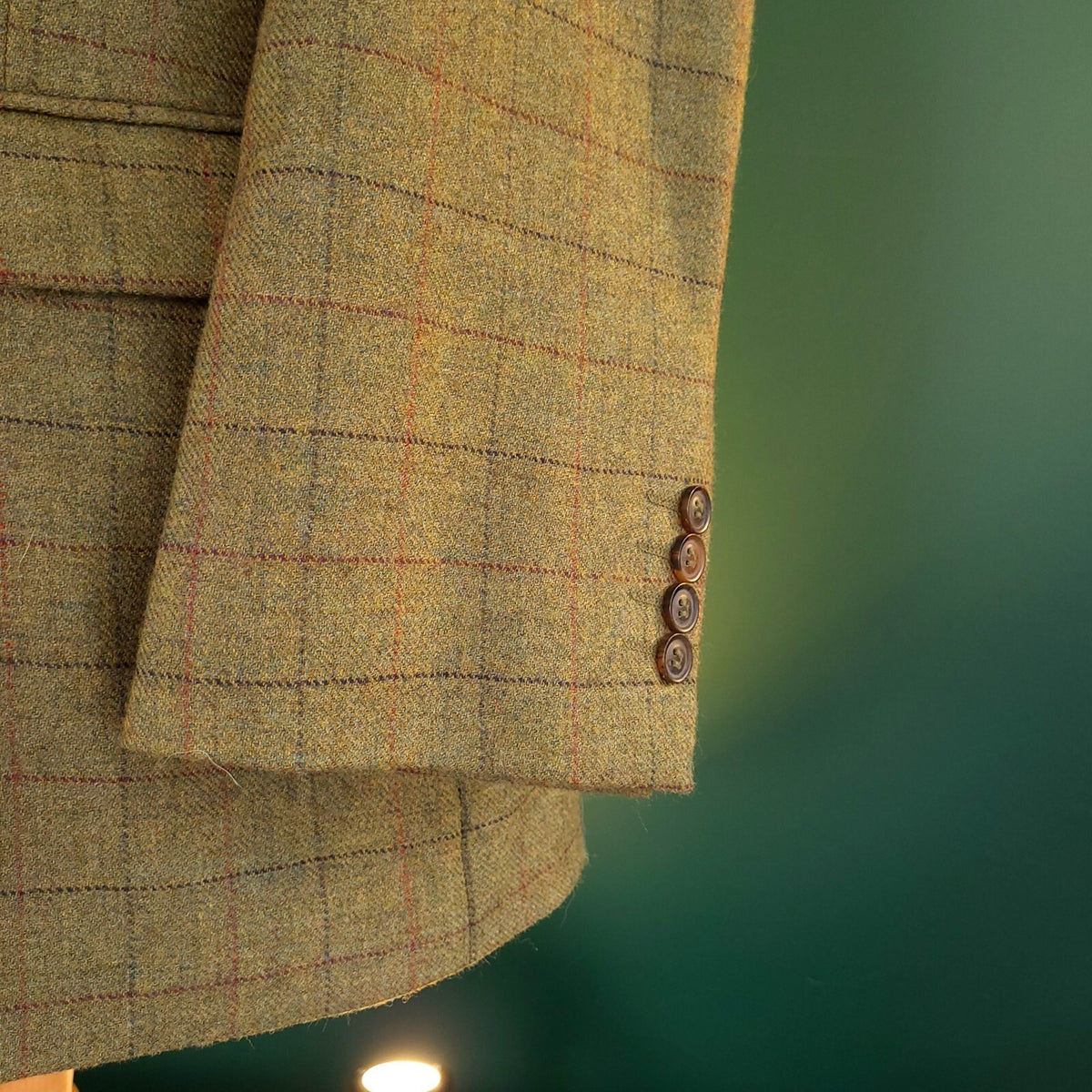 Samuel Windsor Tweed Blazer Jacket Mens 46R Regular Fit Green Check Sport Coat