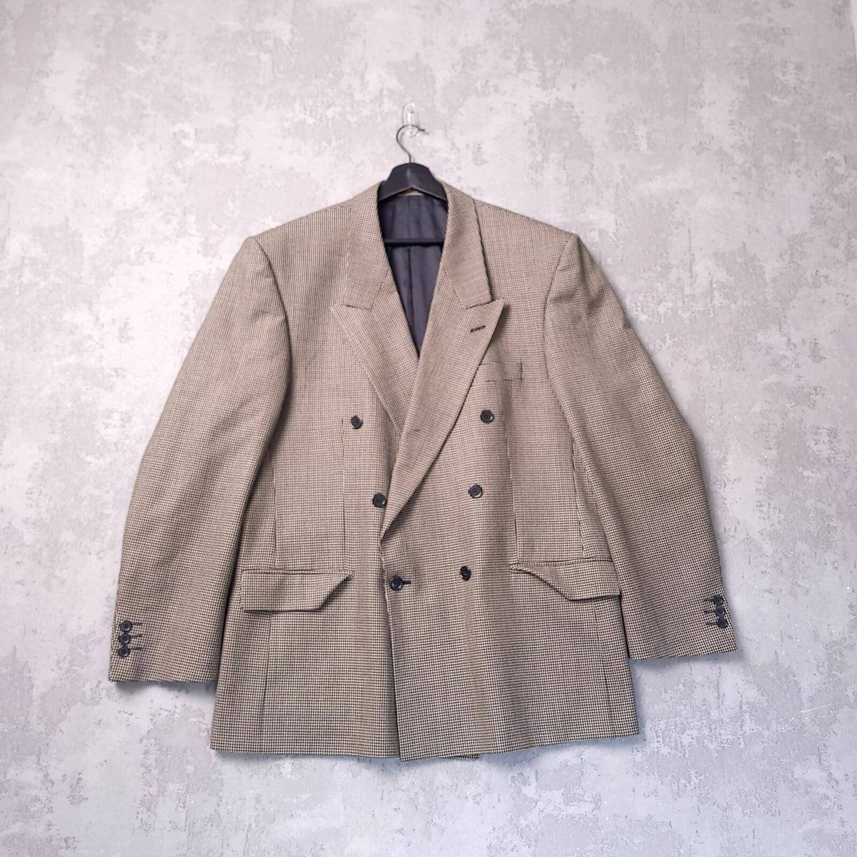 Ciro Citterio Tweed Blazer Jacket Mens 44R Regular Fit Brown Houndstooth Check
