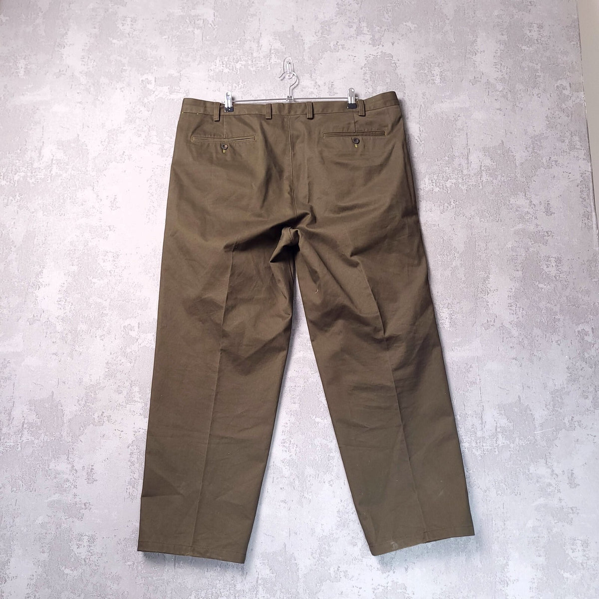 Orvis Trousers Chinos Mens W42 L30 Regular Fit Olive Green Cotton Pleated