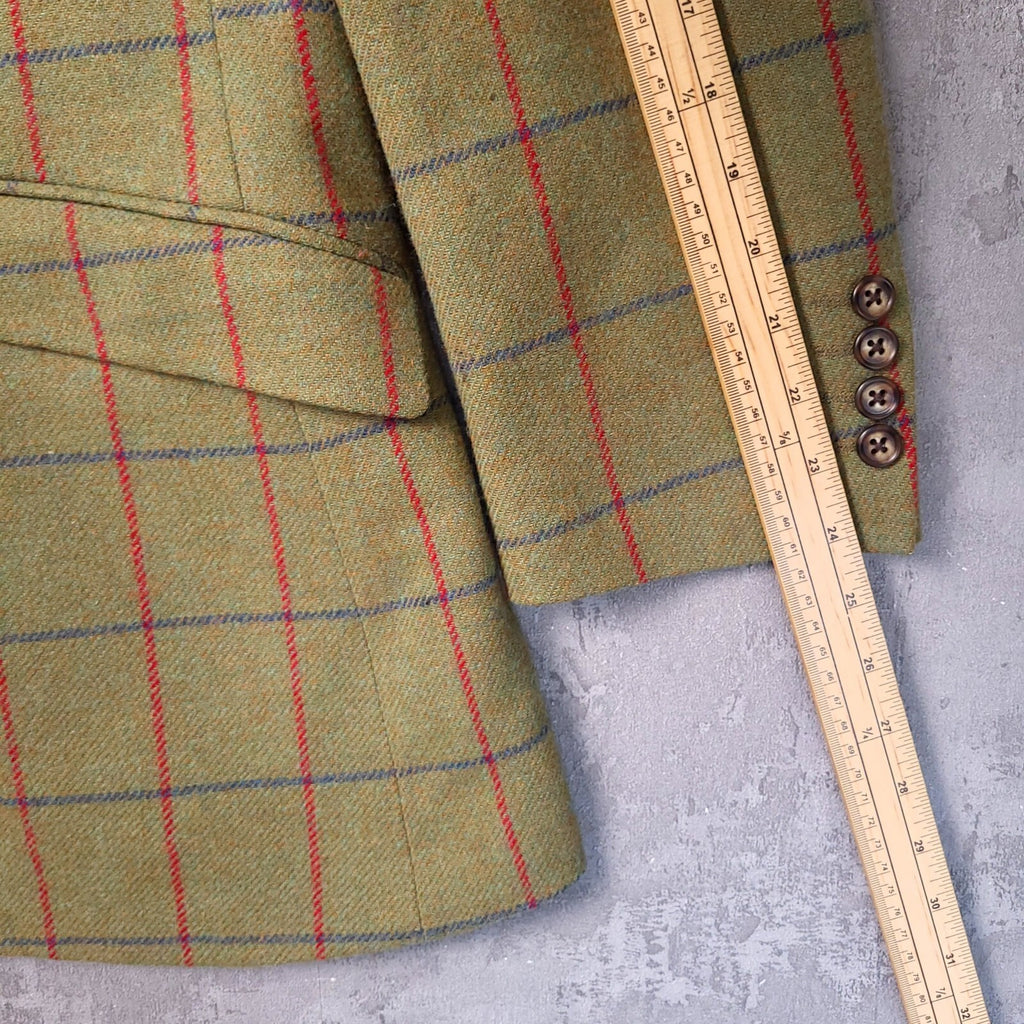 Brook Taverner Tweed Blazer Mens 40S Olive Green Windowpane Check MoonWool