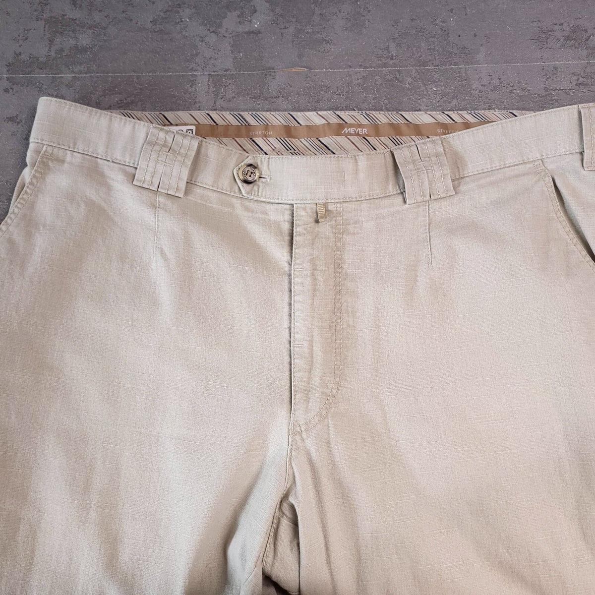 Meyer Trousers Mens W38 L34 Regular Fit Beige Cotton Stretch Chinos
