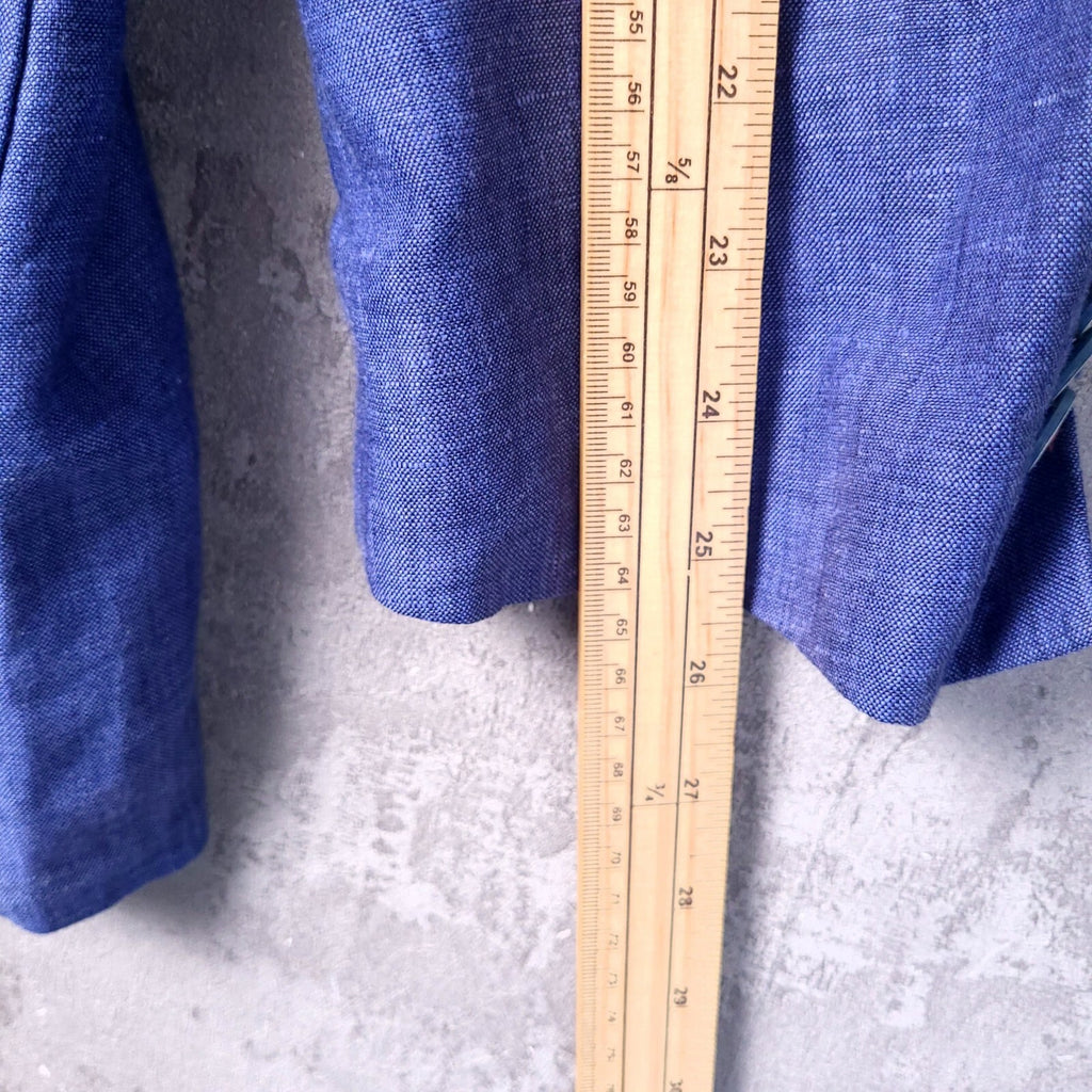 Brook Taverner Linen Blazer Jacket Mens 48R Regular Fit Indigo Blue Sport Coat