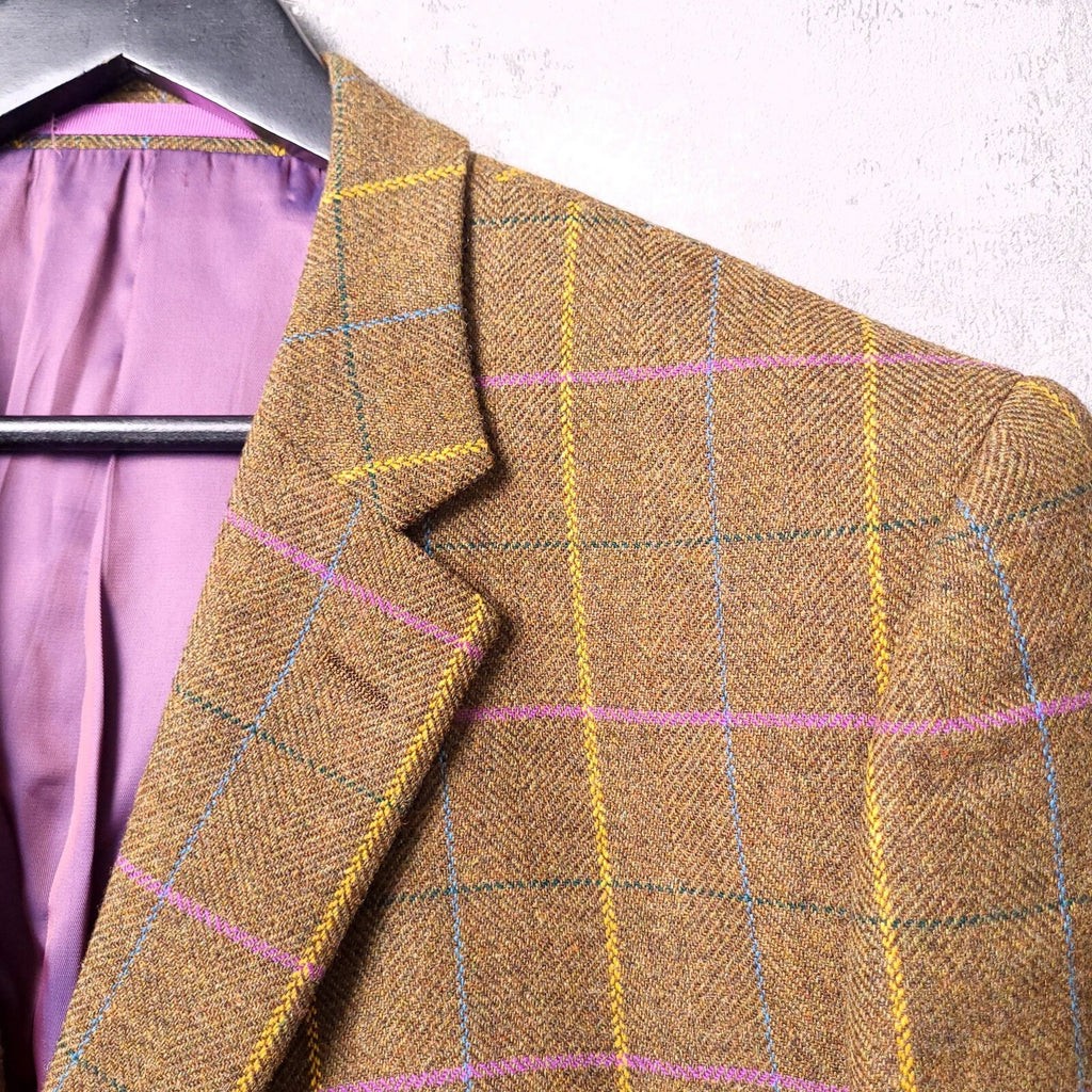Brook Taverner Moon Tweed Blazer Jacket Mens 44R Brown Check Centenary Limited