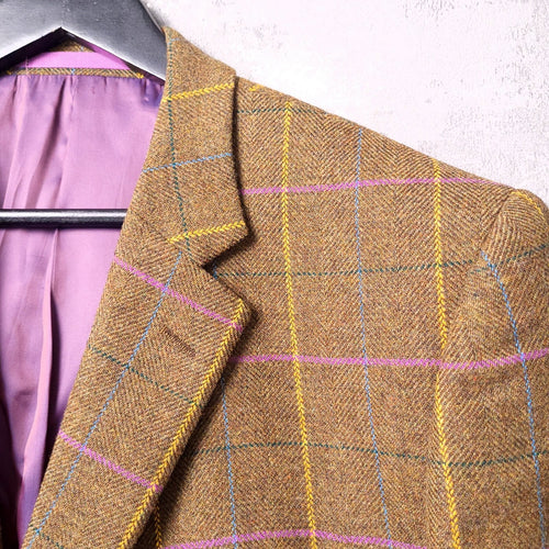 Brook Taverner Moon Tweed Blazer Jacket Mens 44R Brown Check Centenary Limited