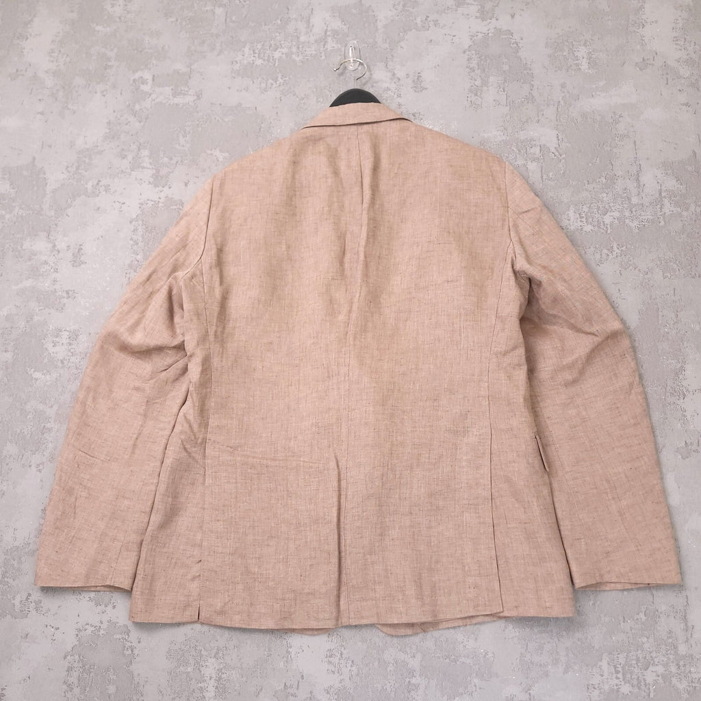 Hackett Linen Blazer Jacket Mens 42R Regular Fit Tan Sport Coat Two Button