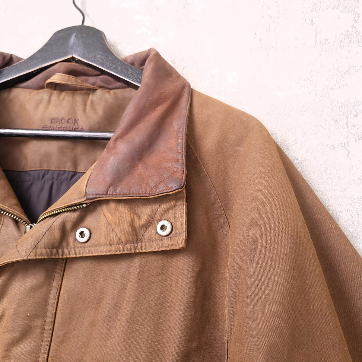 Brook Taverner Field Jacket Mens 42R Regular Brown Country Coat Leather Collar