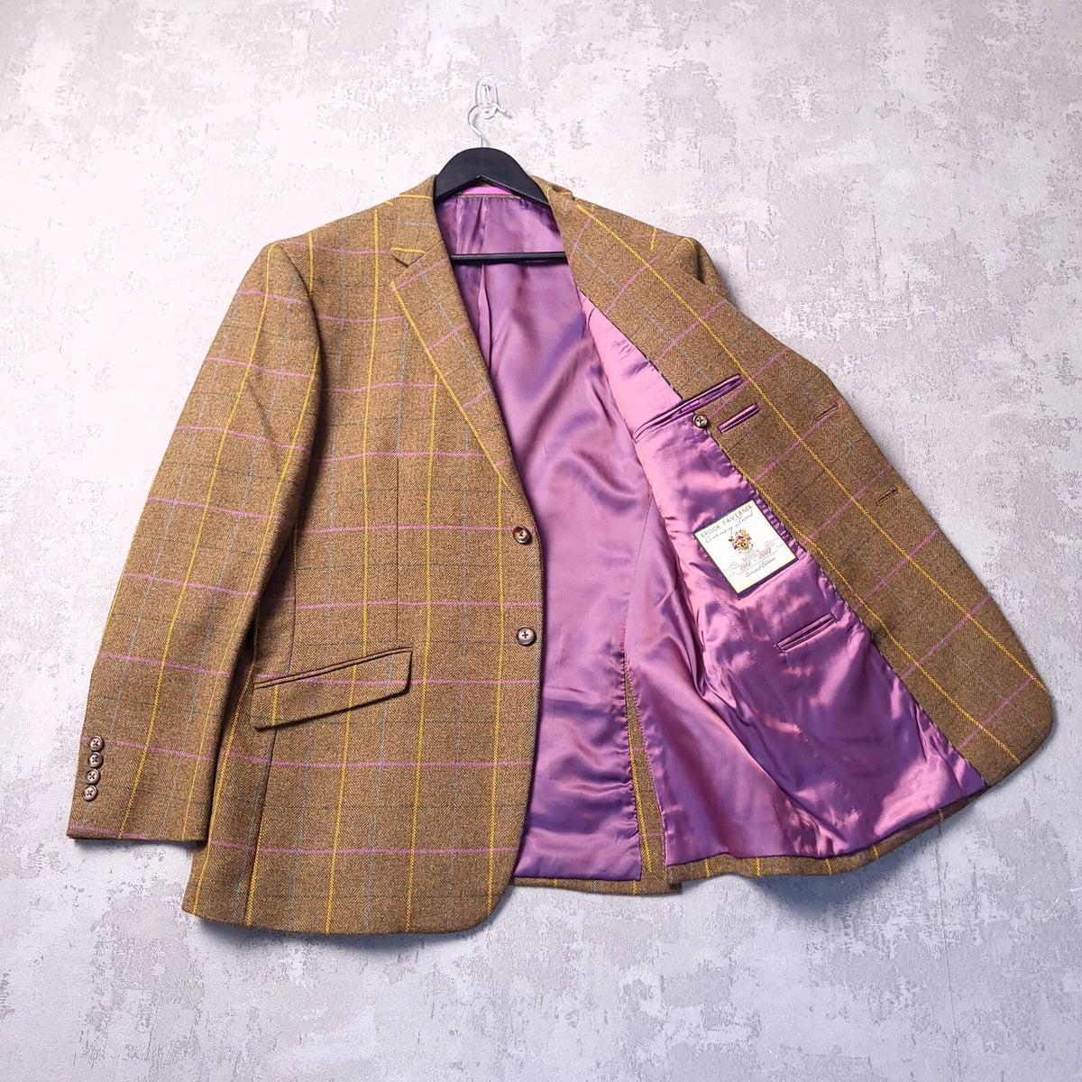 Brook Taverner Moon Tweed Blazer Jacket Mens 44R Brown Check Centenary Limited