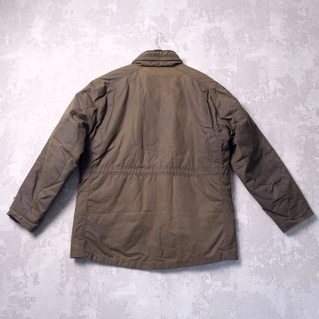 Barbour Wax Sapper Jacket Mens Large Regular Fit Olive Green Field Coat Quilted