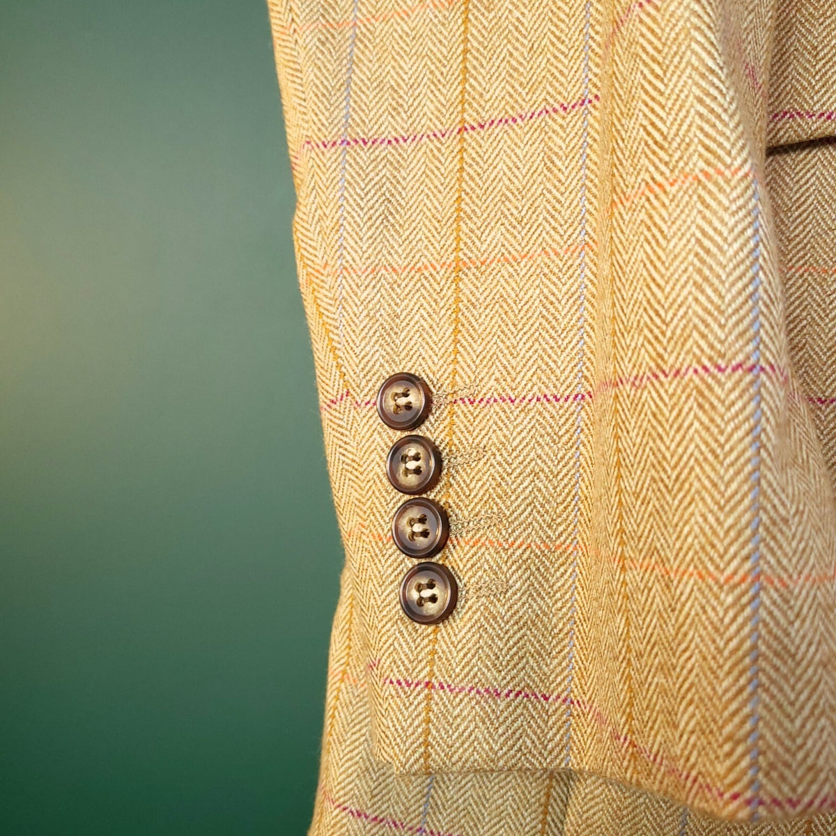Brook Taverner Herringbone Tweed Blazer Jacket Mens 40R Beige Check Wool Sport
