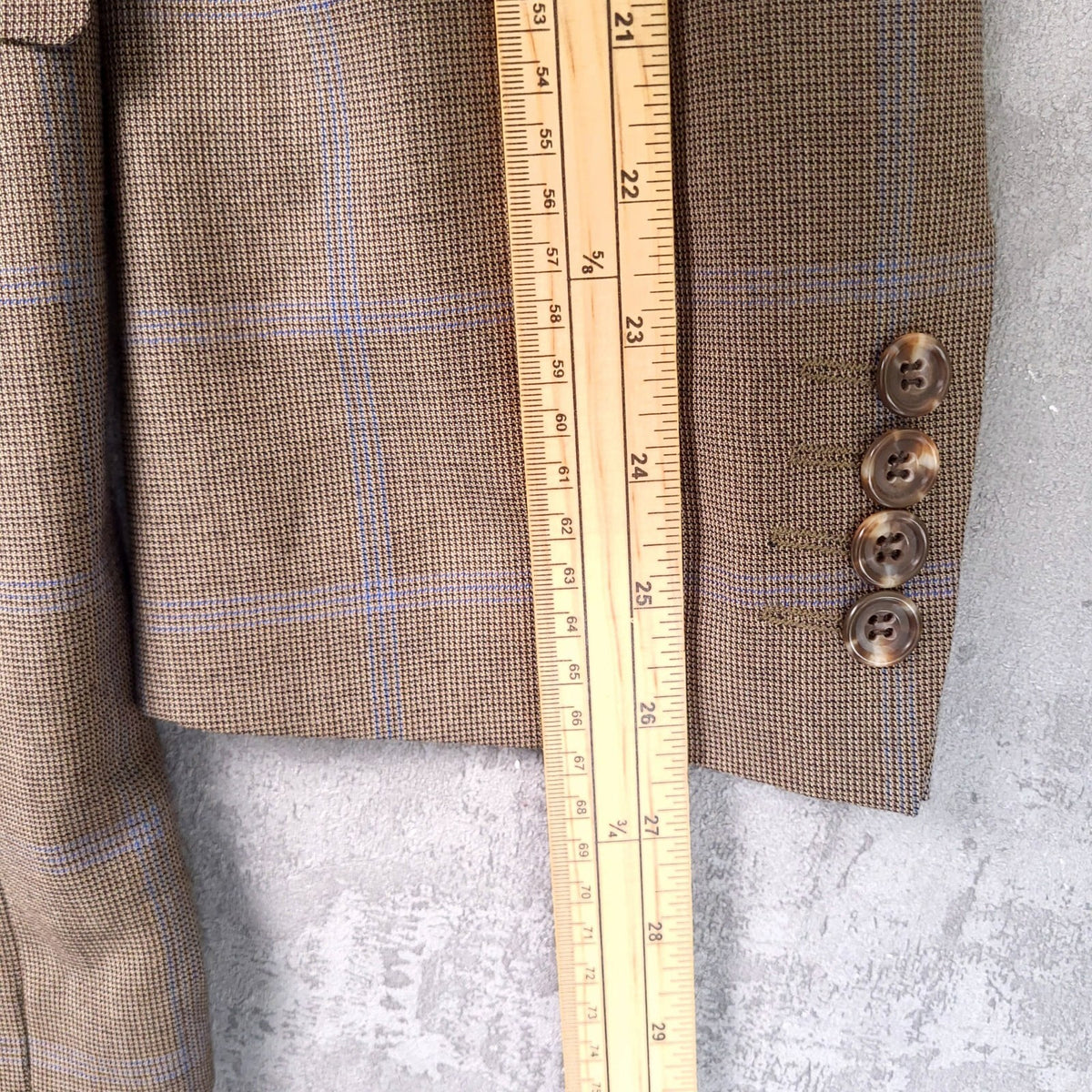 Marks & Spencer Wool Cashmere Blazer Jacket Mens 44L Tobacco Brown Check Sport