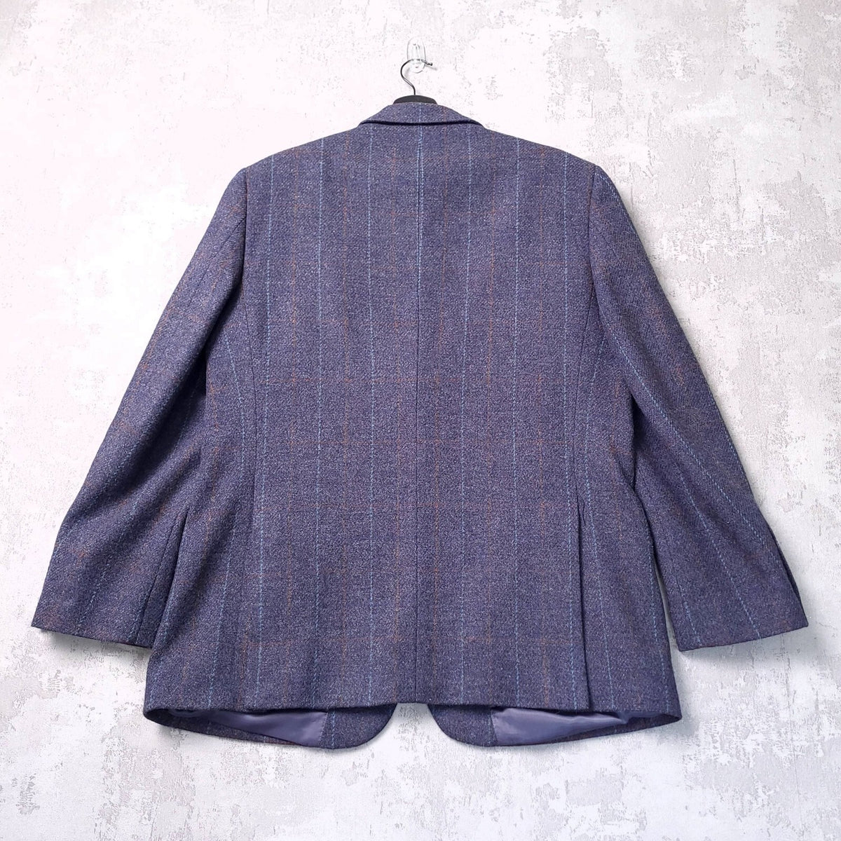 Brook Taverner Tweed Blazer Mens 44R Regular Fit Blue Check 100% Wool Jacket
