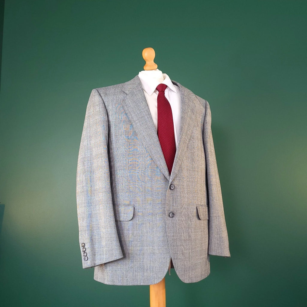Vintage St Michael Tweed Blazer Jacket Mens 42R Regular Fit Grey Blue Check