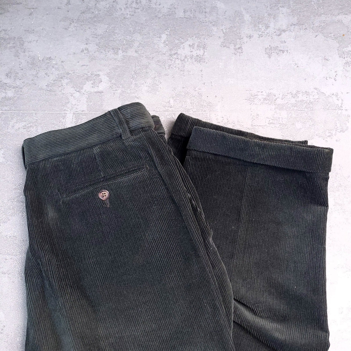 Vintage St Michael Heavy Corduroy Trousers Mens W32 L31 Olive Green Pleated