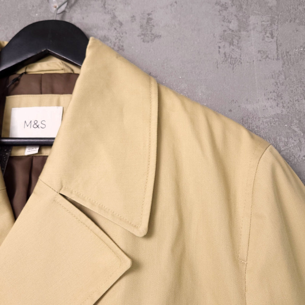 Marks & Spencer Trench Coat Mens Large Regular Fit Beige Belted Shower Resistant