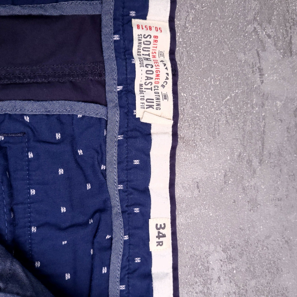 Fat Face Chinos Mens W34 L30 Navy Blue Reg Fit Trousers Cotton Stretch Heyshott